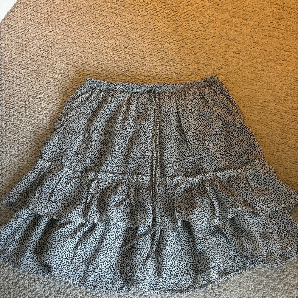 Sienna Sky Gray Ruffled Skater Mini Skirt